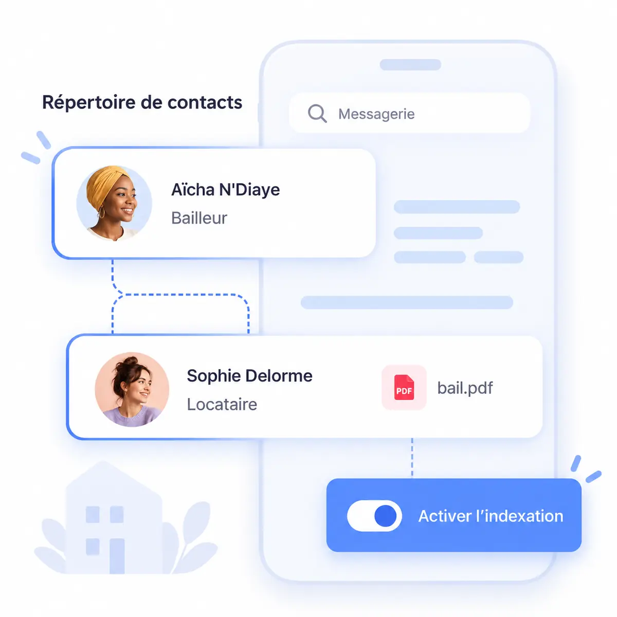 Fiche d'un bien avec ses documents et ses contacts