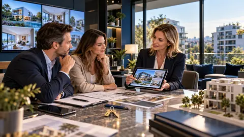 Agent immobilier accompagnant un client dans son projet